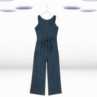 Ex Fat Face Women's Sleeveless Linen Belted Jumpsuit in Blue - 22 Regular