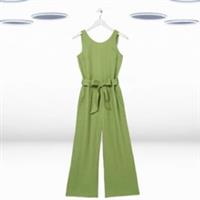 Ex Fat Face Women's Sleeveless Linen Belted Jumpsuit in Green - 6 Regular