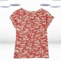 Ex Fat Face Women's Bird Short Sleeve Pyjama Loungewear Top in Red - 12 Regular