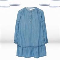 Ex Fat Face Womens Tencel Frill Dress in Denim Blue (Defect) - 12 Regular