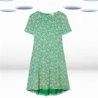 Ex Fat Face Women's Short Sleeve Simone Jersey Dress in Green Ditsy Floral - 6 Regular