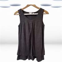 Ex Fat Face Women's Sleeveless Layered Vest Top in Charcoal Black (Defect) - 10 Regular