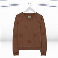Ex Fat Face Women's Crew Neck Embroidered Jumper in Dark Brown (Defect) - 14 Regular