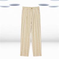 Ex Fat Face Womens Pendeen Linen Blend Stripe Trouser in Natural Stone (Defect) - 12 Regular