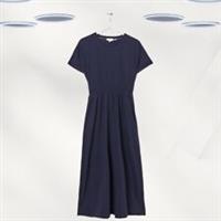 Ex Fat Face Women's Short Sleeve Jersey Midi Dress in Navy (Defect) - 16 Short