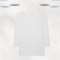 Ex Fat Face Womens 3/4 Sleeve Keme Organically Cotton Top in White - 18 Regular