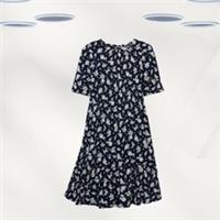 Ex Fat Face Women's Short Sleeve Summer Daisy Dress in Navy - 8 Regular