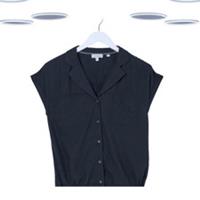Ex Fat Face Womens Sleeveless Linen Blend Shirt in Navy (Defect) - 12 Regular