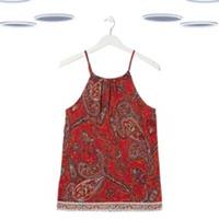 Ex Fat Face Women's Skye Sunkissed Paisley Cami Floral Vest Top in Red - 8 Regular