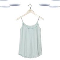 Ex Fat Face Women's Frill Trim Cotton Modal Cami Top in Aqua Green - 10 Regular