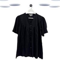 Ex Fat Face Women's Short Sleeve Button Up Blouse in Black - 16 Regular