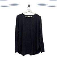 Ex Fat Face Women's Long Sleeve Longline Blouse in Black Star Print (Defect) - 16 Regular