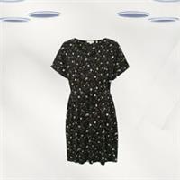 Ex Fat Face Women's Short Sleeve Eliza Scattered Geo Dress in Black - 12 Regular