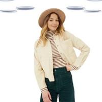 Ex Fat Face Womens Long Sleeve Relaxed Cord Shirt in Cream (Defect) - 12 Regular