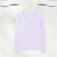 Ex Fat Face Women's Long Sleeve Kelly Scoop Organic T-Shirt In Lilac (Defect) - 14 Regular