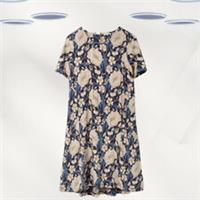 Ex Fat Face Women's Short Sleeve Simone Blooms Dress in Blue - 12 Regular
