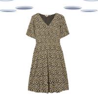 Ex Fat Face Women's 3/4 Sleeve Ikat Wrap Jersey Dress in Black Mix