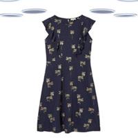 Ex Fat Face Women's Foil Palm Jersey Sleeveless Dress - Navy Floral (Defect) - 12 Regular