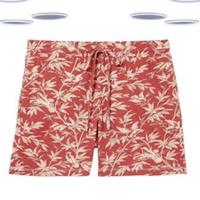Ex Fat Face Women's Pyjama Lounging Jersey Treetop Bird Shorts in Red (Defect) - 12 Regular
