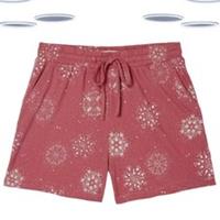 Ex Fat Face Women's Snowflake Pyjama Lounging Jersey Shorts in Pink (Defect) - 10 Regular