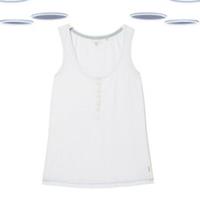 Fat Face Womens Sleeveless Lounging Henley Pyjama Vest in Brill White (Defect) - 10 Regular
