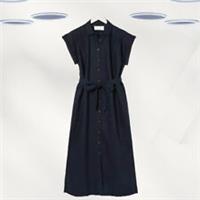 Ex Fat Face Women's Linen Midi Shirt Dress in Navy (Defect) - 6 Long