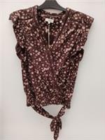 NEW - Fat Face size 12 Summer Top 100% Cotton Elastic Waist & Tie belt Lace Trim - 12 Regular