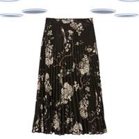Ex Fat Face Women's Printed Oriental Pleated Floral Skirt in Black - 10 Regular