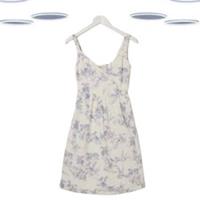 Ex Fat Face Women's Dress Ivory Blue Heidi Flamingo Sleeveless V-Neck - 6 Regular