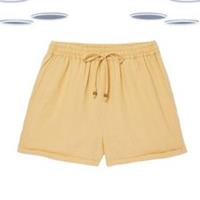 Ex Fat Face Women's Shorts Yellow Flippy Linen Summer Comfy Lightweight - 12 Regular