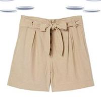 Ex Fat Face Women's Shorts Natural Stone Pippa Linen Blend (Without Tie) - 12 Regular