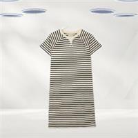 Ex Fat Face Womens Sweat Dress Ivory Short Sleeve Stripe Cotton (Defect) - 12 Regular