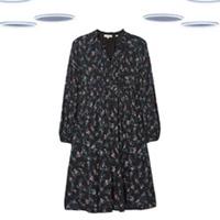 Ex Fat Face Women's Dress - Neivi Ditsy Jersey Long Sleeve Black Floral - 6 Regular
