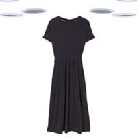 Ex Fat Face Women's Dress Black Short Sleeve Midi Jersey Dress Cotton - 12 Regular