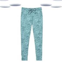 Ex Fat Face Women's Leggings Green Woodland Pyjama Bottoms Cotton - 12 Regular