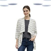 Ex Fat Face Women's Cardigan - Long Sleeve Textured Striped Waterfall Ivory - 12 Regular