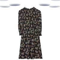 Ex Fat Face Women's Dress Navy Craft Floral Jersey 3/4 Sleeve Cotton - 12 Regular