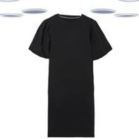 Ex Fat Face Women's Dress Black Broderie Puff Sleeves Jersey Cotton - 12 Long