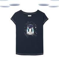 Ex Fat Face Women's Pyjama Top -Snow Globe Graphic Jersey Navy Size 8 - 8 Regular