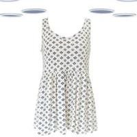 Ex Fat Face Women's Vest Ivory Sleeveless Linen Mix Floral Print - 10 Regular