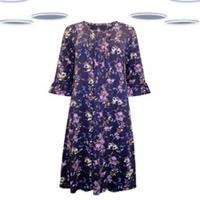 Ex Fat Face Women's Dress Purple 3/4 Sleeve Jersey Size 12 - 12 Regular