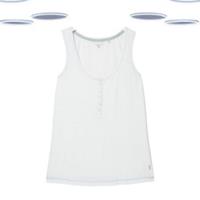 Ex Fat Face Women's Pyjama Vest - Isla Henley Sleeveless Top Brill White Size 6 - 6 Regular
