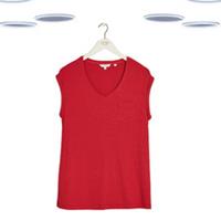 Ex Fat Face Women's PJ Top - Short Sleeve Pocket T-Shirt Cranberry Red Size 8 - 8 Regular