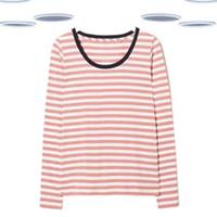Ex Fat Face Women's Top - Long Sleeve Cora Stripe Rose Pink (Size 8) - 8 Regular