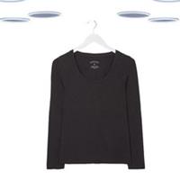 Ex Fat Face Womens T-Shirt - Long Sleeve Scoop Neck Black (Size 6) - 6 Regular