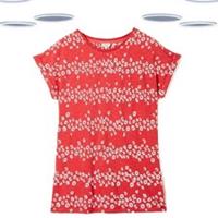 Ex Fat Face Womens T-Shirt Red Ivy Floral Print Cotton (Size 12) - 12 Regular