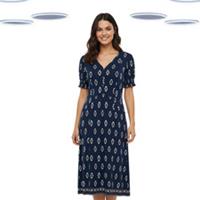 Ex Fat Face Women's Dress - Tile Printed Jersey Blue Mix Size 12 (Defect) - 12 Regular