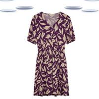 Ex Fat Face Women's Dress - Shirred Wasit Abstract Print Purple - 12 Regular