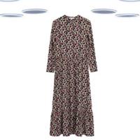 Ex Fat Face Women's Maxi Dress - Tiered Long Sleeve Multi Dice Printed Navy - 12 Regular