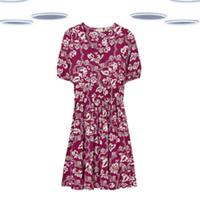 Ex Fat Face Women's Dress - Jersey Abstract Floral Print Pink - 12 Regular